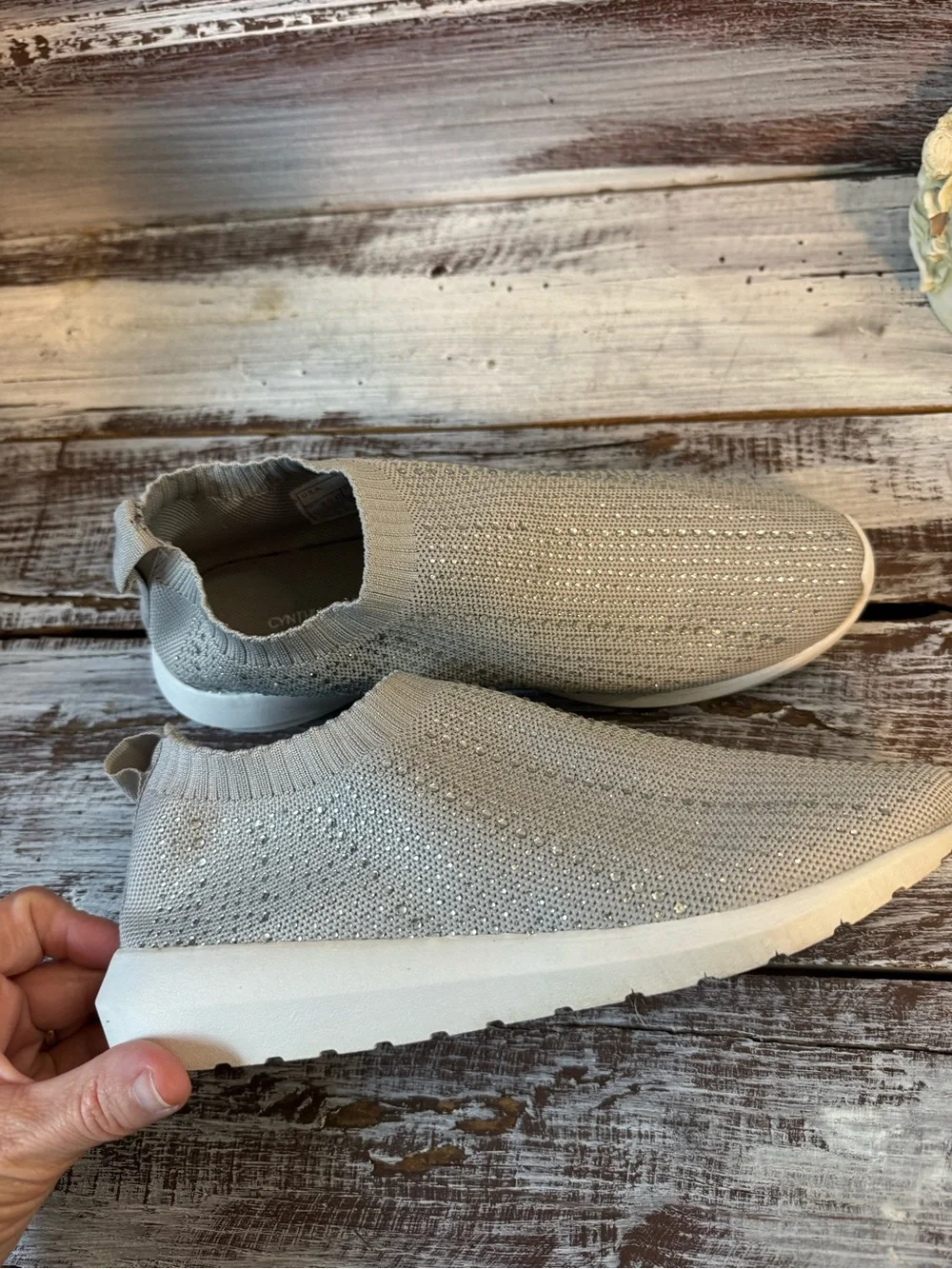Cynthia Rowley Gray Slip-On Sneakers with Sparkle